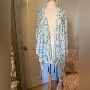 Top It Off TropicL scarf/swim/wrap with tassels